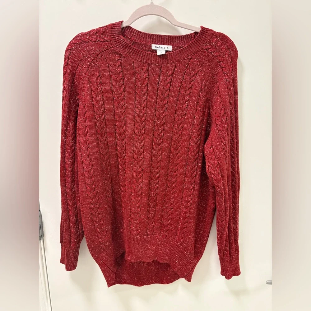 Athleta Crossroads Crew Sweater Red Metallic Size S - Picture 4 of 9